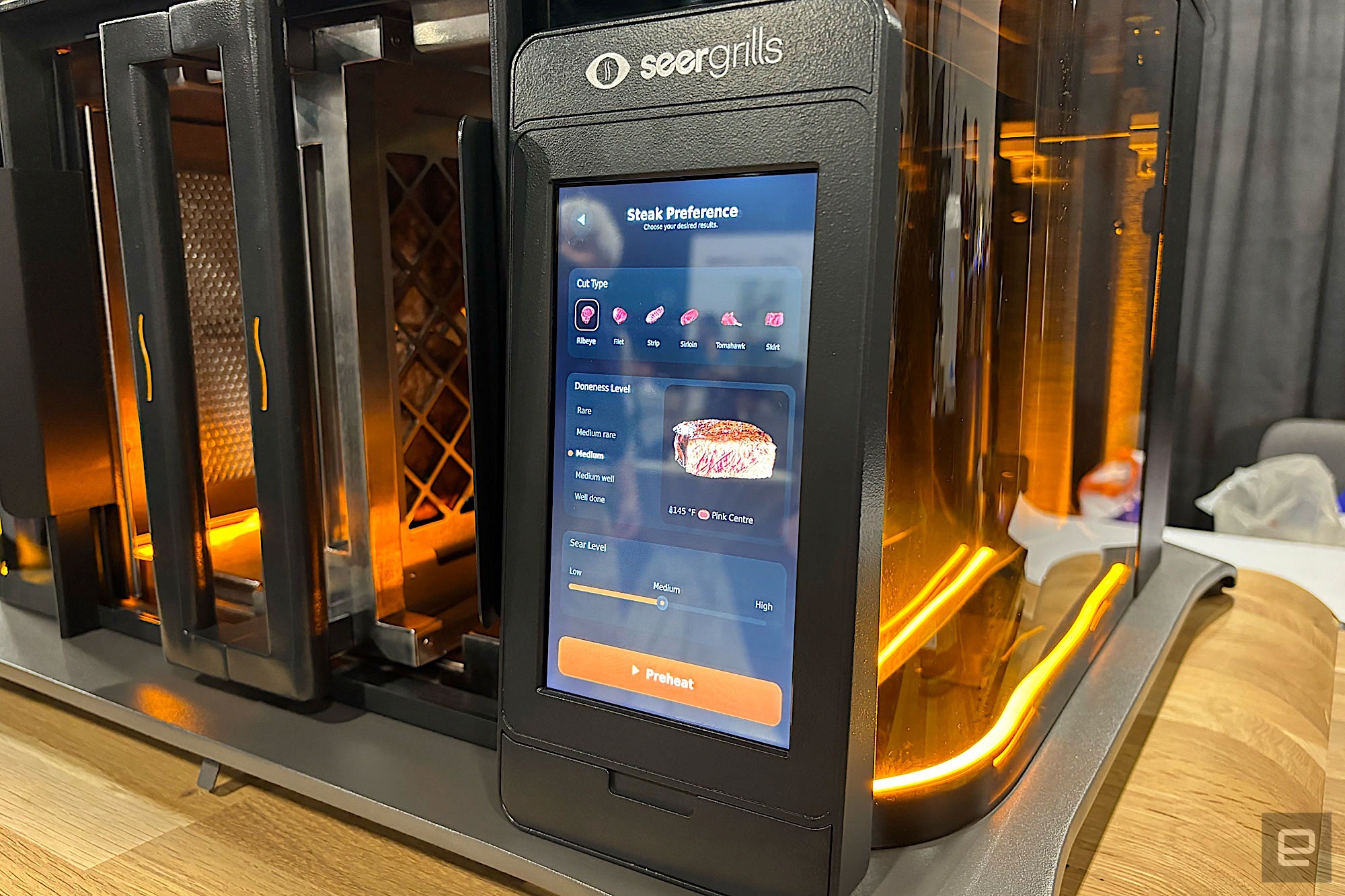 The Perfecta grill uses AI to help cook a steak in 90 seconds