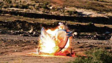The 560-pound Twitter sign met a fiery end in a Nevada desert