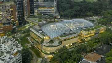 Beautiful research center contains an indoor atrium